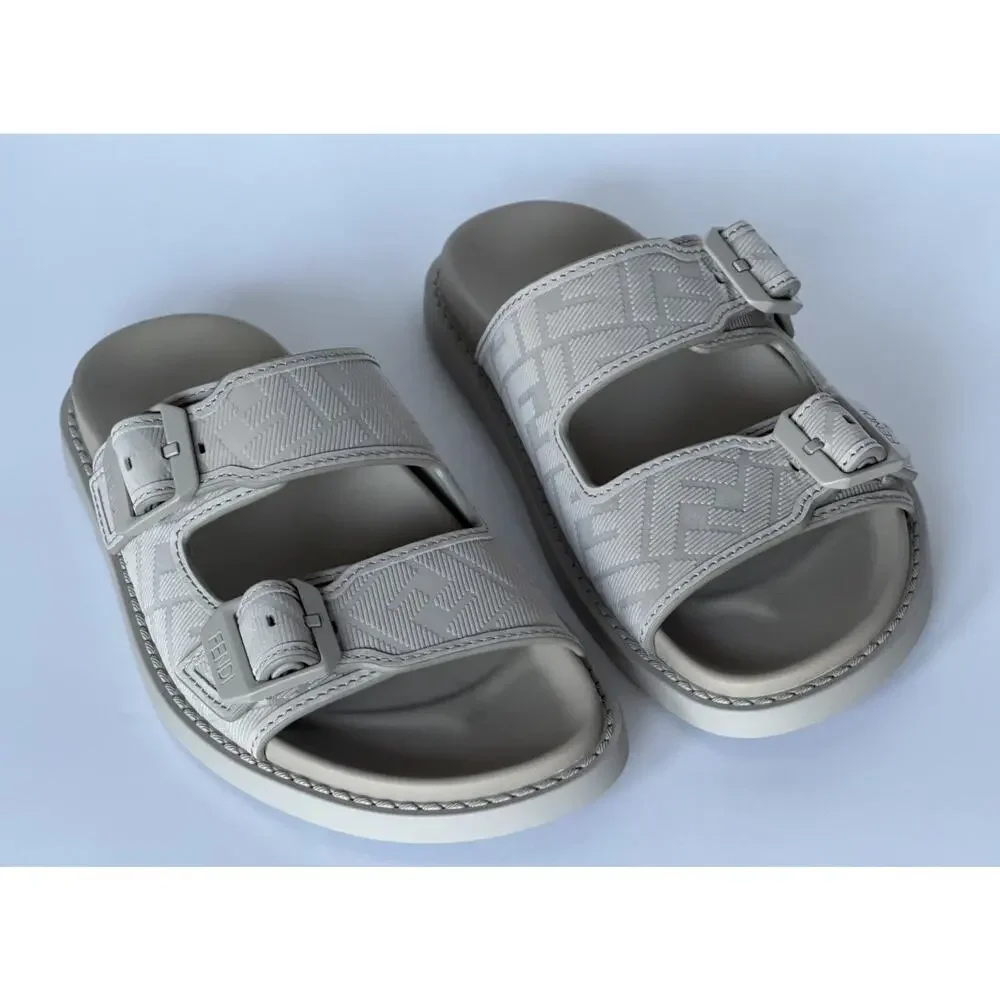 Fendi Men's FF Feel Slide Sandals Beige 11 US/10 UK IT 7X1604 NIB $1050
